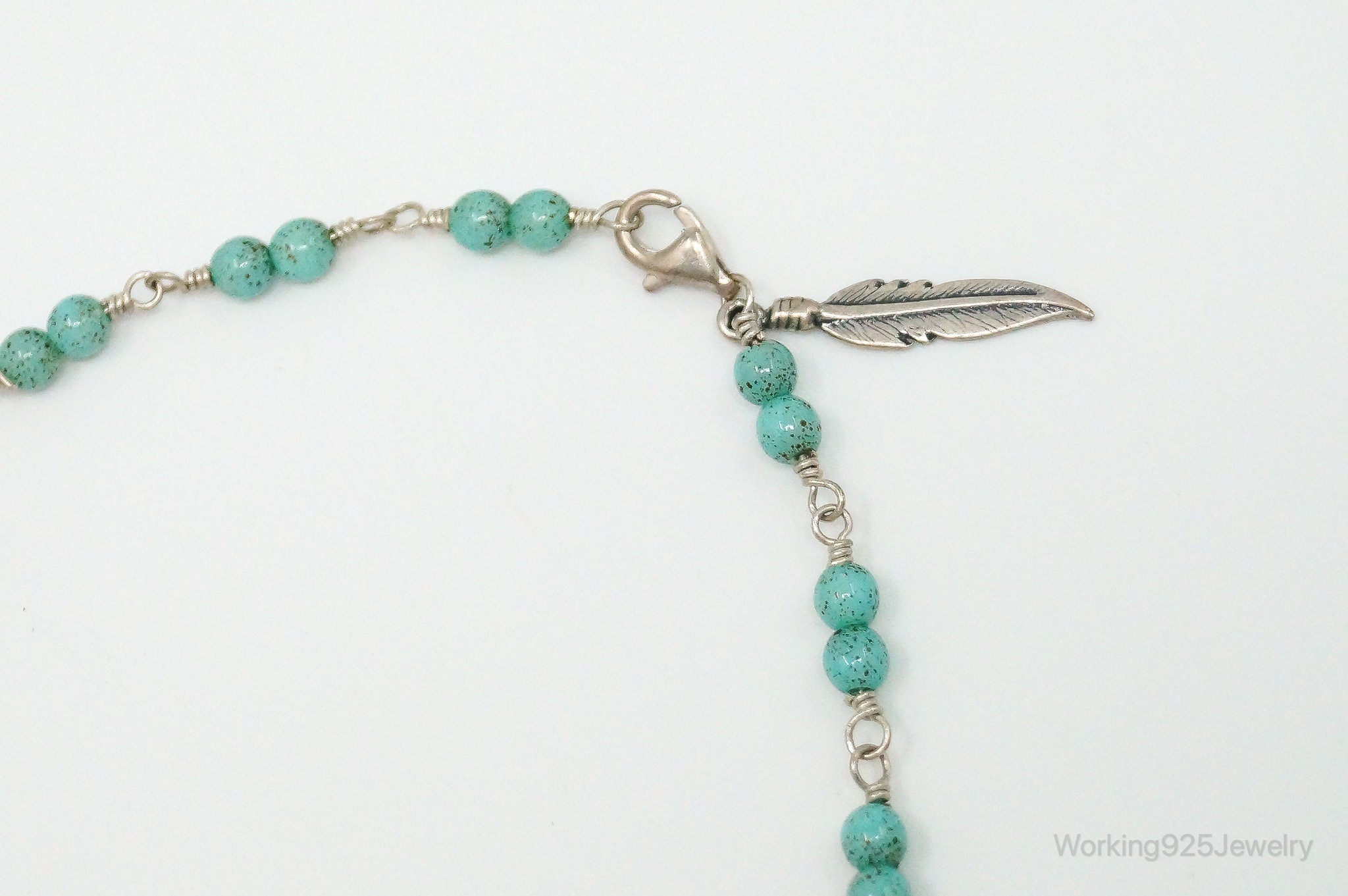 Vintage Native American Turquoise Sterling Silver Bead Necklace | Jewelry > Necklaces > Pendants | Wiccan Center