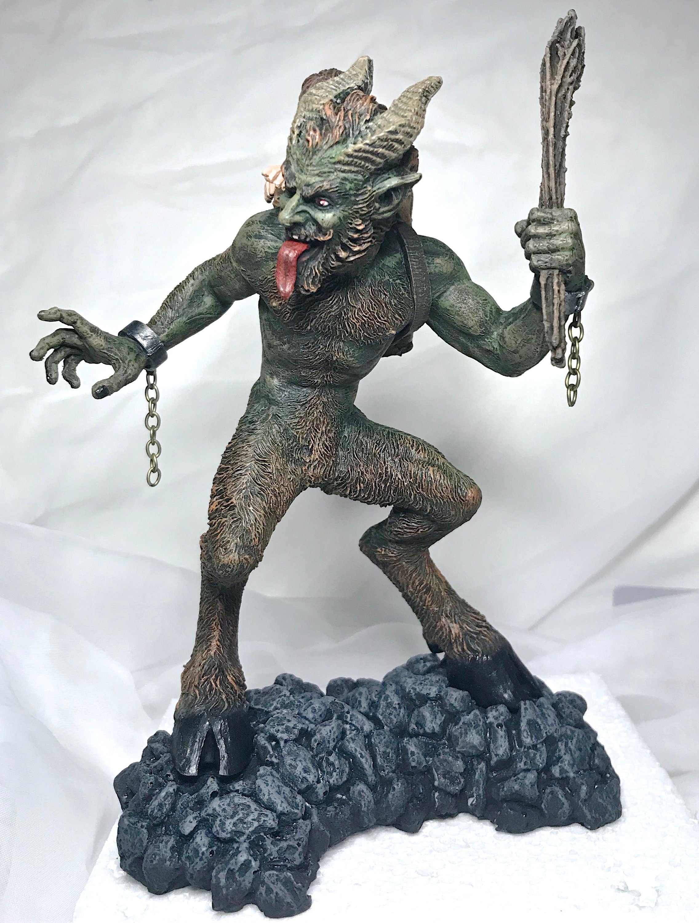 Krampus I Statue, Hand Painted Resin Sculpture, Full Color | Mythical Creature Figurine | Dark Christmas Demon, Gothic Folklore Decor