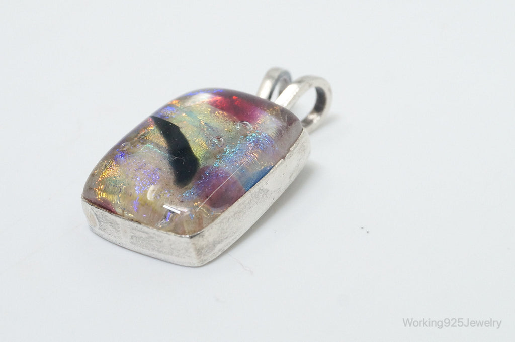 Vintage Large Art Glass Sterling Silver Necklace Pendant | Jewelry > Necklaces > Pendants | Wiccan Center