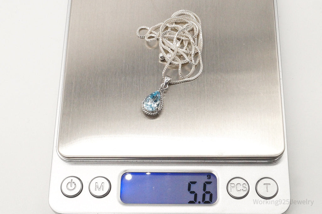 Vintage Designer DBJ Blue Topaz Diamond Sterling Silver Adjustable Necklace | Jewelry > Necklaces > Pendants | Wiccan Center