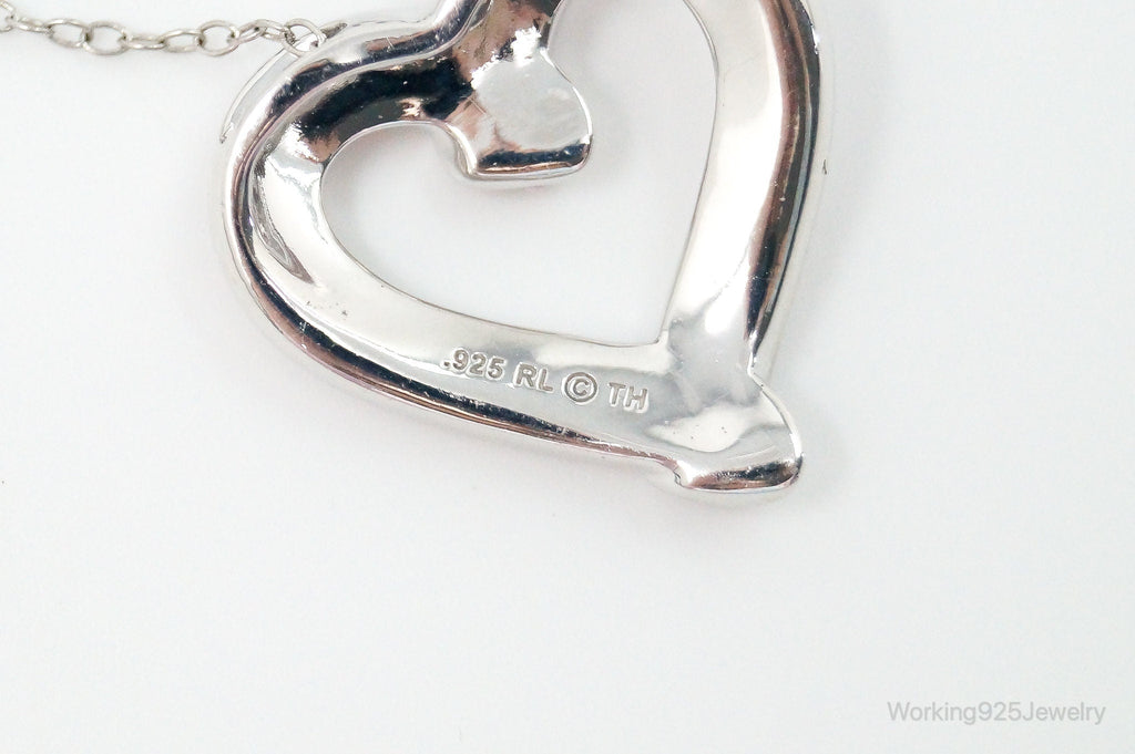 Vintage Designer RL Heart Pink Cubic Zirconia Sterling Silver Necklace | Jewelry > Necklaces > Pendants | Wiccan Center