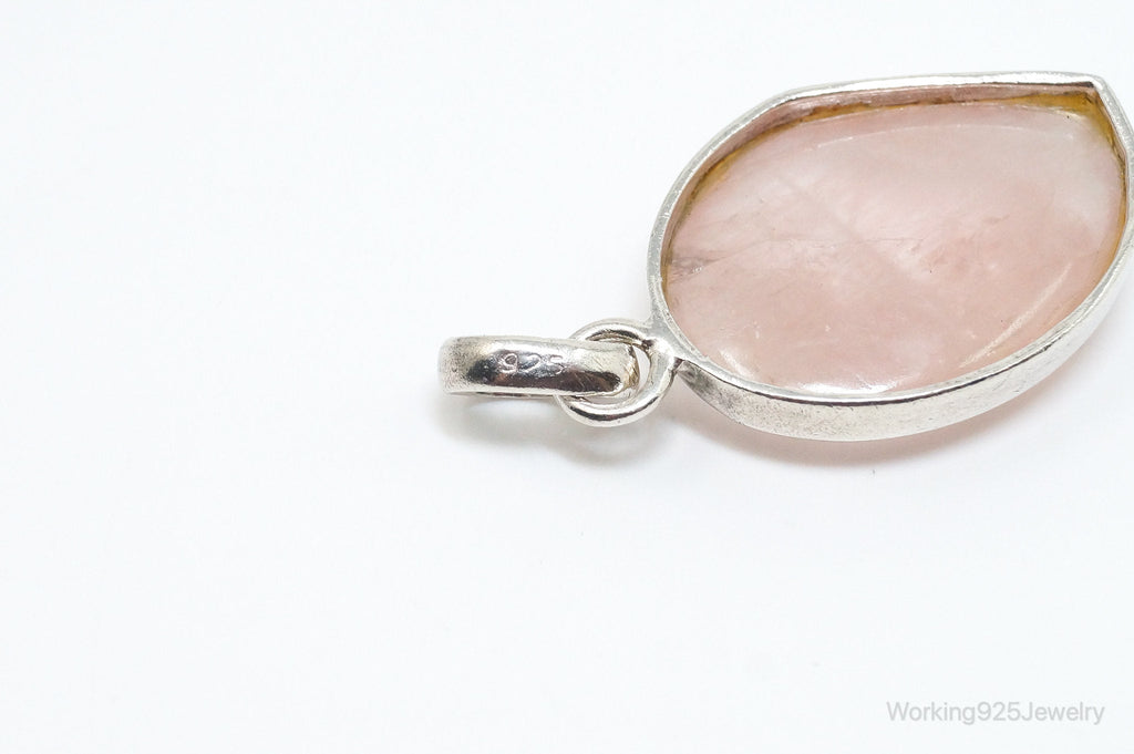 Large Vintage Rose Quartz Sterling Silver Necklace Pendant | Jewelry > Necklaces > Pendants | Wiccan Center