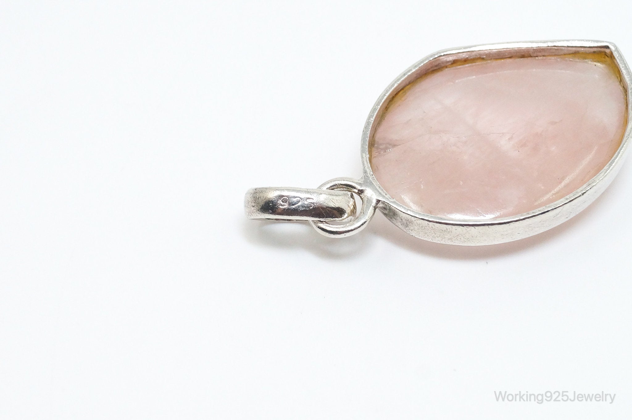 Large Vintage Rose Quartz Sterling Silver Necklace Pendant | Jewelry > Necklaces > Pendants | Wiccan Center