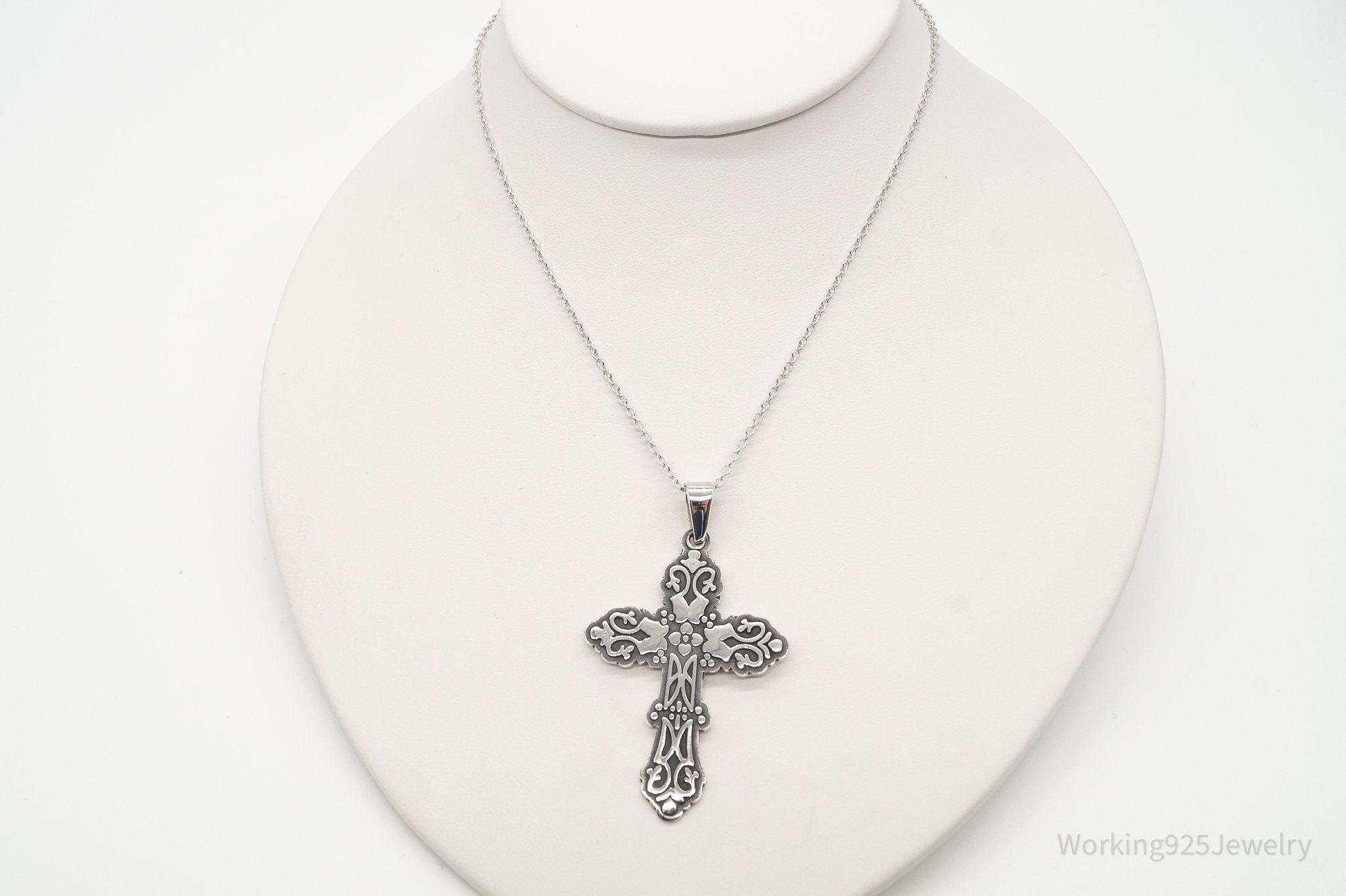 Vintage Large Mexico Artisan CII Cross Sterling Silver Necklace | Jewelry > Necklaces > Pendants | Wiccan Center