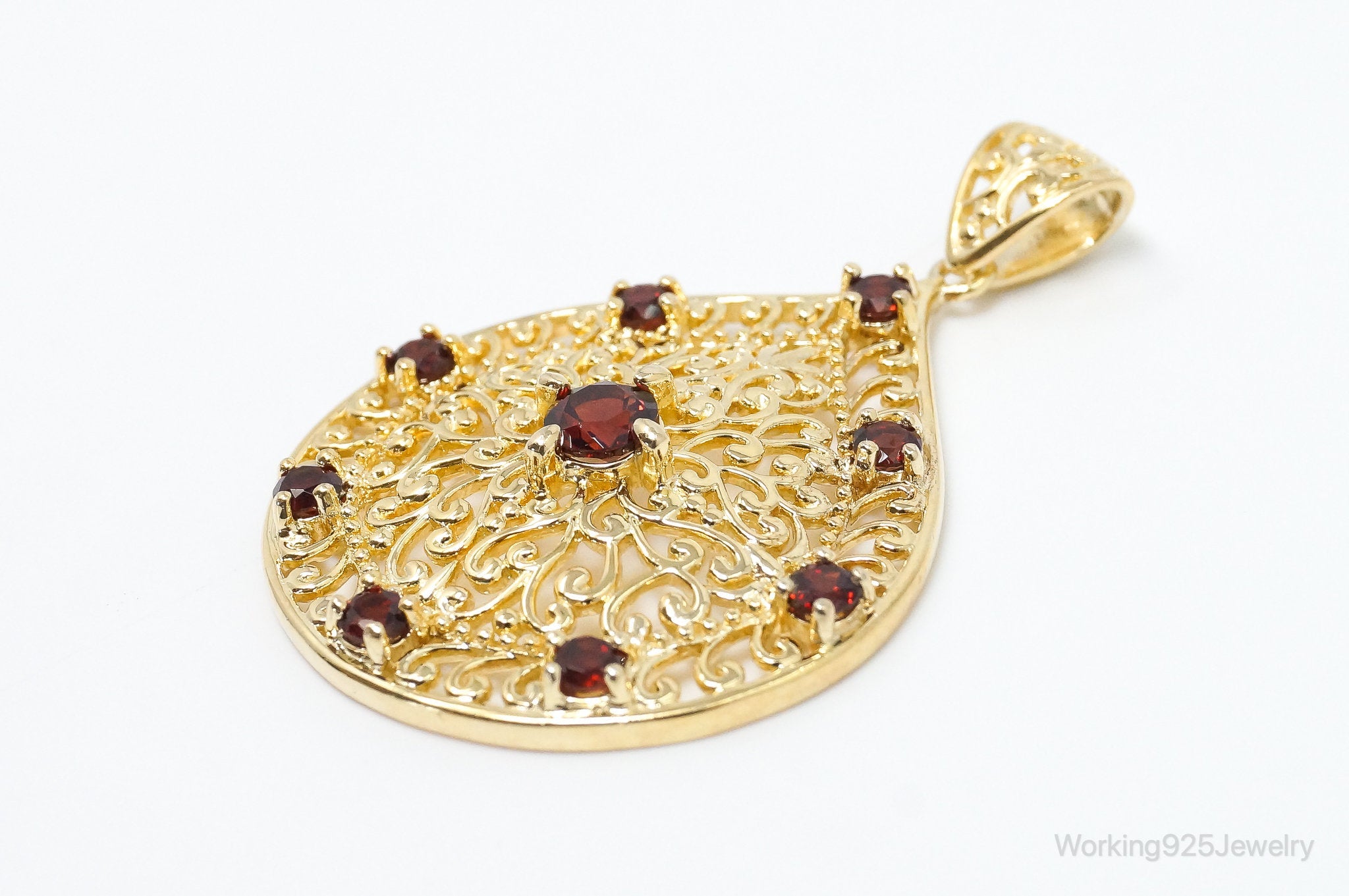Designer Ross Simons Garnet Motif Gold Over Sterling Silver Pendant | Jewelry > Necklaces > Pendants | Wiccan Center