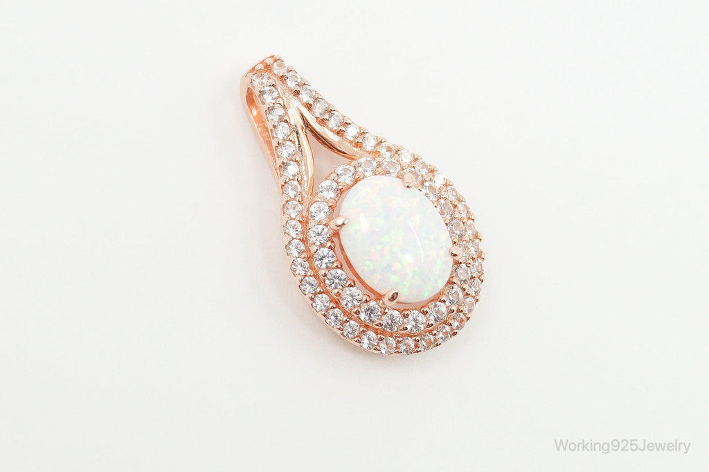 Opal Cubic Zirconia Rose Gold Vermeil Sterling Silver Necklace Pendant | Jewelry > Necklaces > Pendants | Wiccan Center