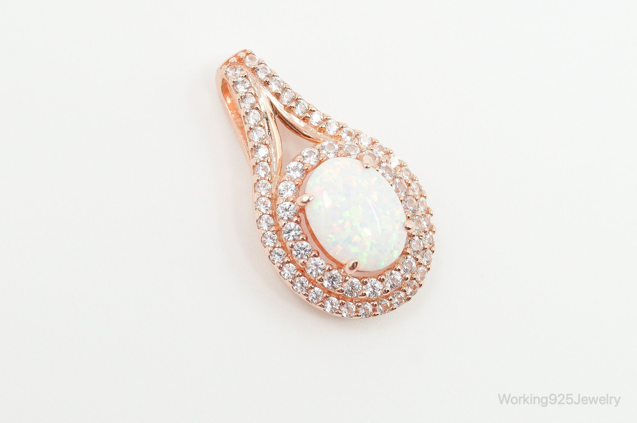 Opal Cubic Zirconia Rose Gold Vermeil Sterling Silver Necklace Pendant | Jewelry > Necklaces > Pendants | Wiccan Center