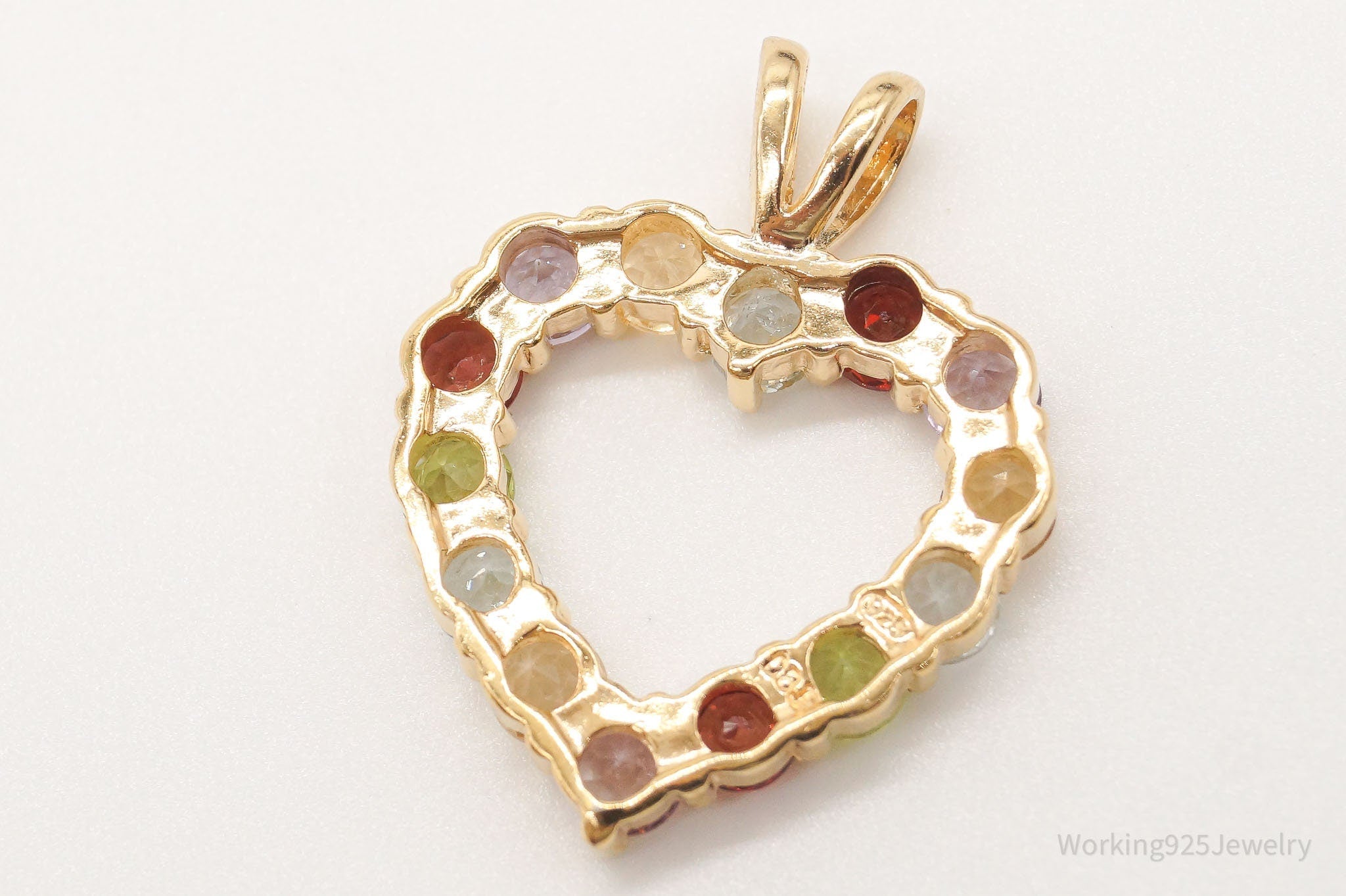 Designer Multi Gemstone Gold Vermeil Sterling Silver Heart Pendant | Jewelry > Necklaces > Pendants | Wiccan Center