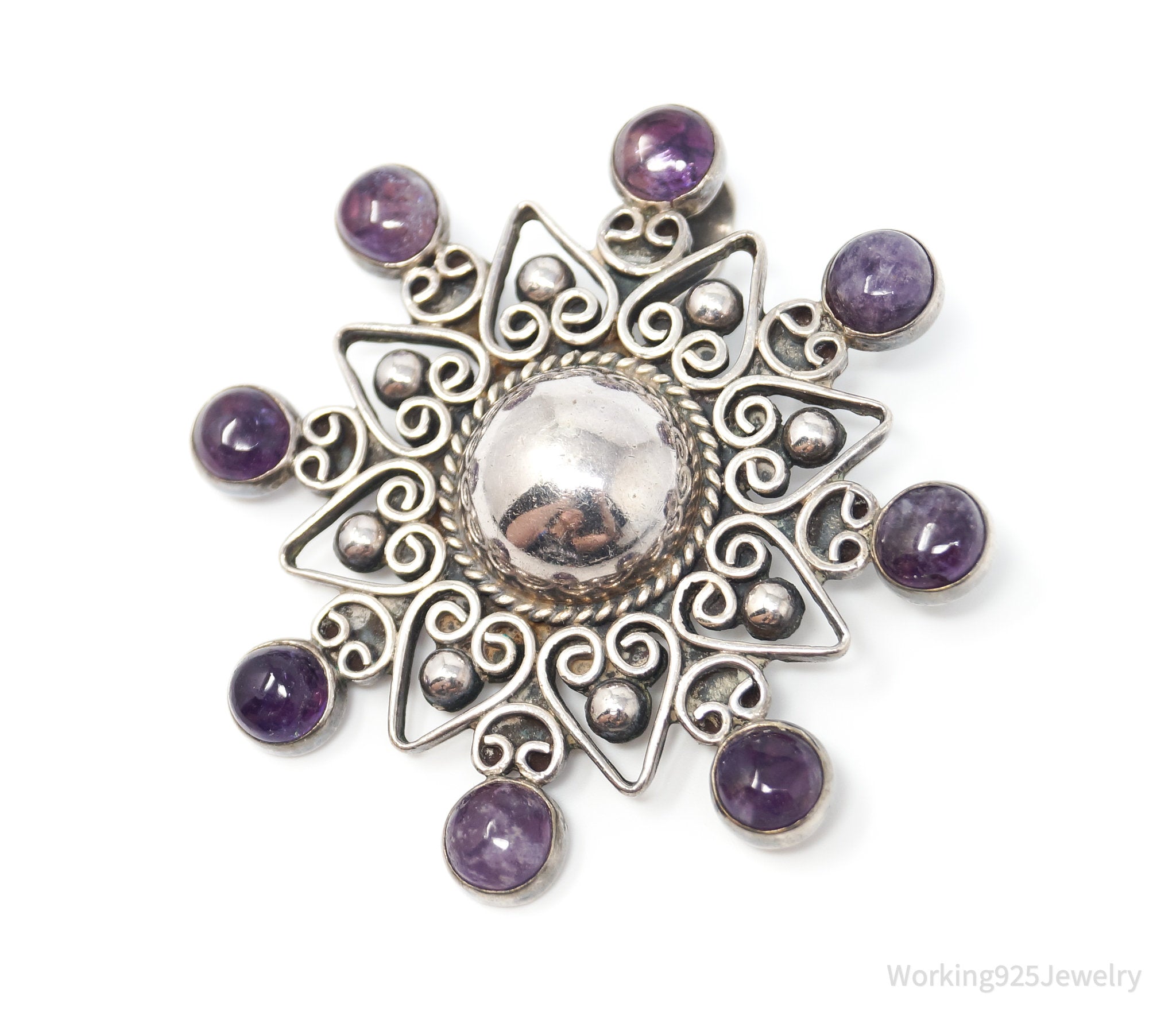 RARE Vintage Designer Carmen Beckmann Amethyst Sterling Silver Brooch Pendant | Jewelry > Necklaces > Pendants | Wiccan Center