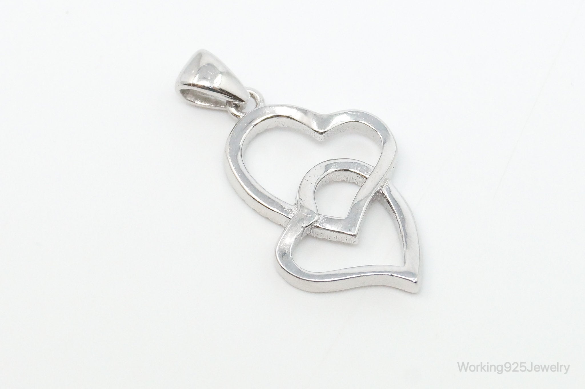 Vintage Open Hearts Cubic Zirconia Accented Sterling Silver Necklace Pendant | Jewelry > Necklaces > Pendants | Wiccan Center