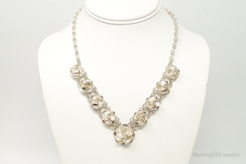 Vintage Mexico 3D Flowers Bloom Sterling Silver Necklace | Jewelry > Necklaces > Pendants | Wiccan Center