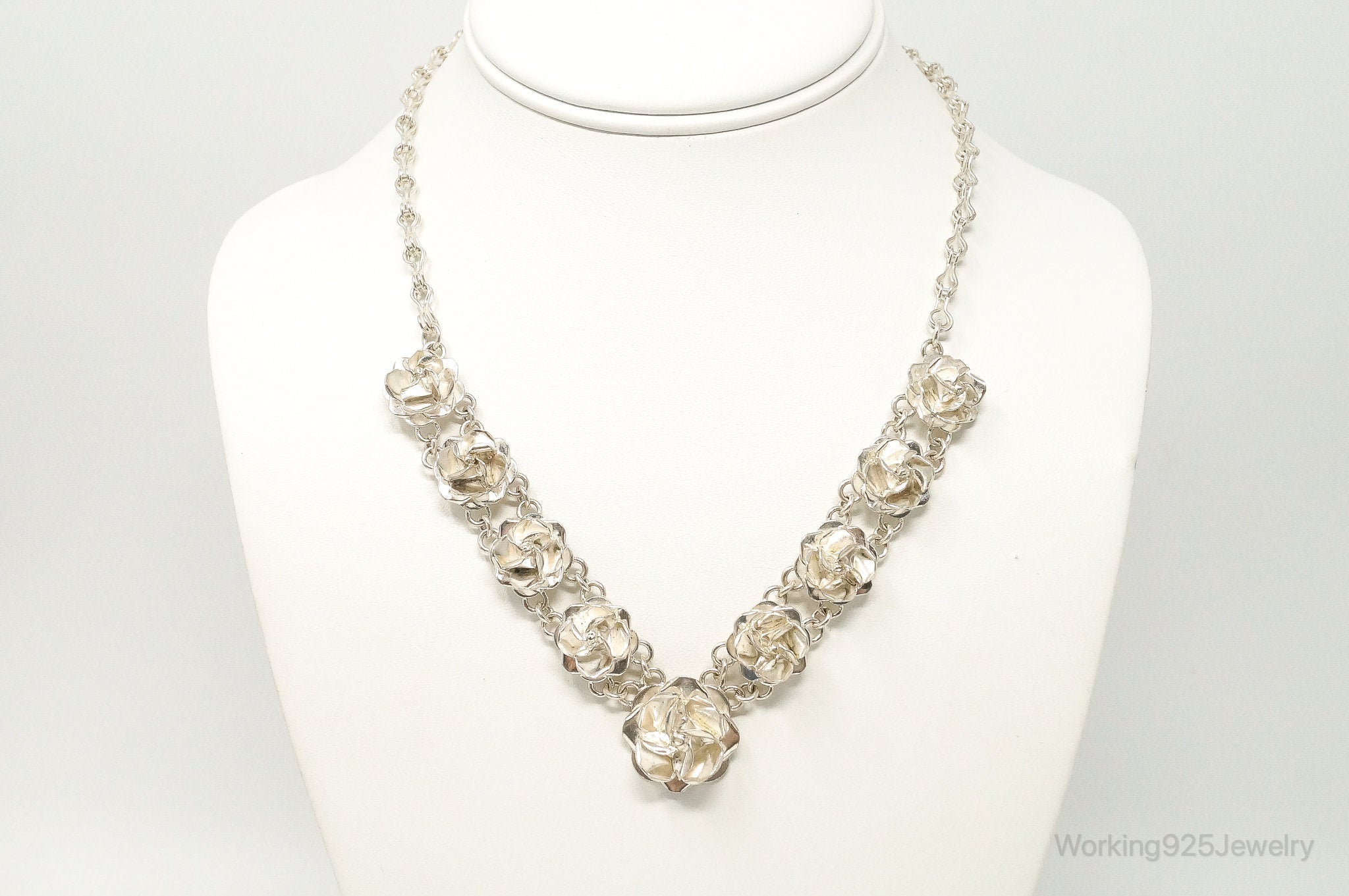 Vintage Mexico 3D Flowers Bloom Sterling Silver Necklace | Jewelry > Necklaces > Pendants | Wiccan Center