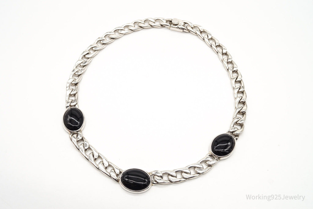 Vintage Black Onyx Curb Chain Sterling Silver Necklace | Jewelry > Necklaces > Pendants | Wiccan Center