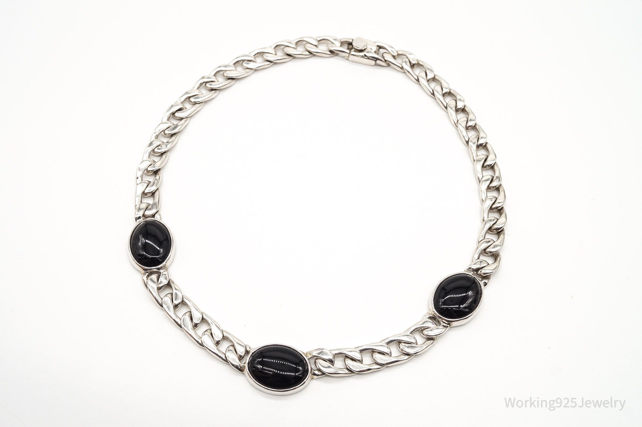 Vintage Black Onyx Curb Chain Sterling Silver Necklace | Jewelry > Necklaces > Pendants | Wiccan Center