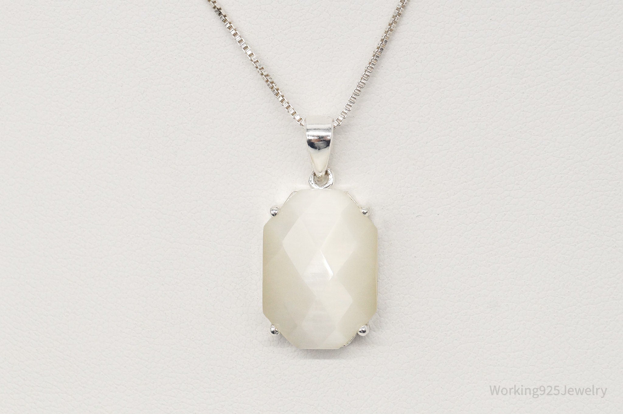 Vintage Art Deco Style Mother of Pearl Sterling Silver Necklace | Jewelry > Necklaces > Pendants | Wiccan Center