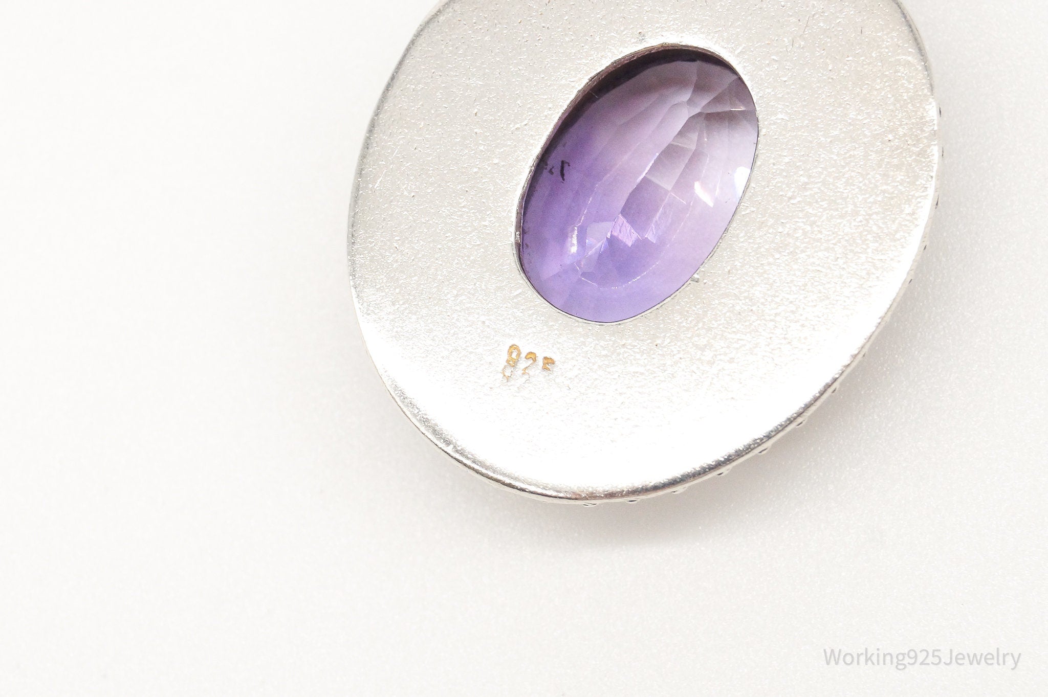 Large Vintage Amethyst Two Tone Sterling Silver Pendant | Jewelry > Necklaces > Pendants | Wiccan Center