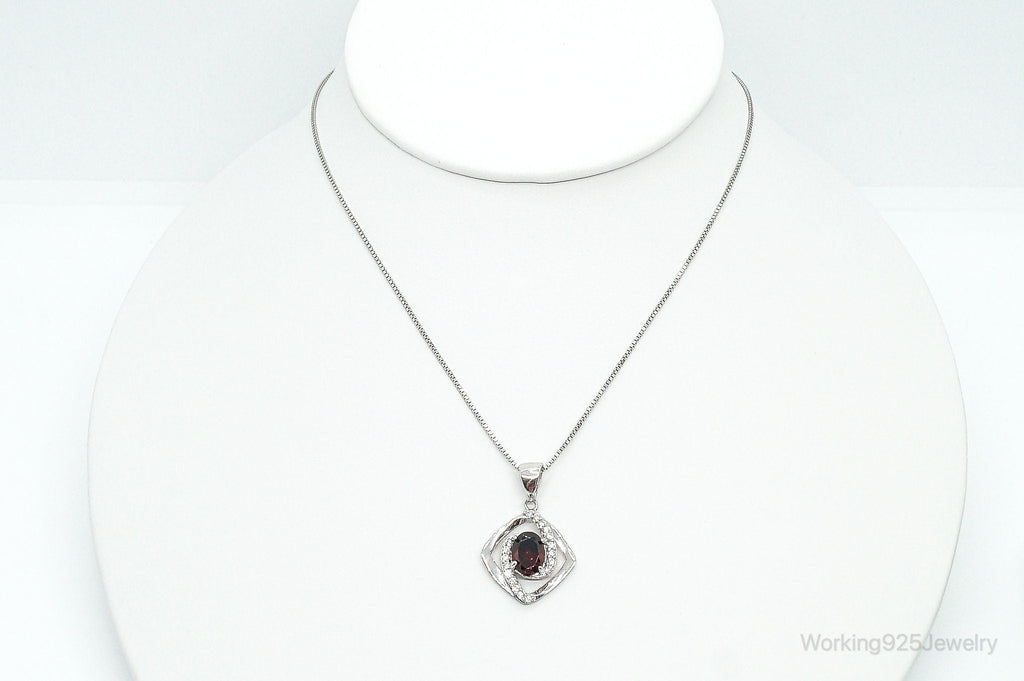 Garnet Cubic Zirconia Sterling Silver Necklace | Jewelry > Necklaces > Pendants | Wiccan Center