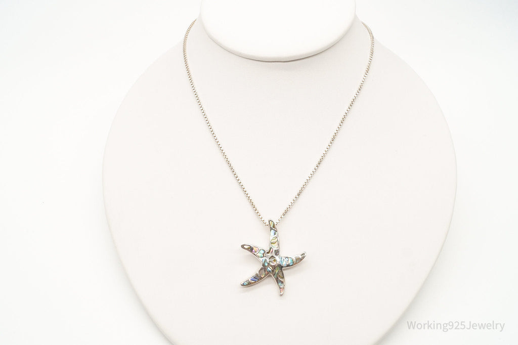 Vintage Paua Abalone Shell Starfish Sea Life Sterling Silver Necklace | Jewelry > Necklaces > Pendants | Wiccan Center