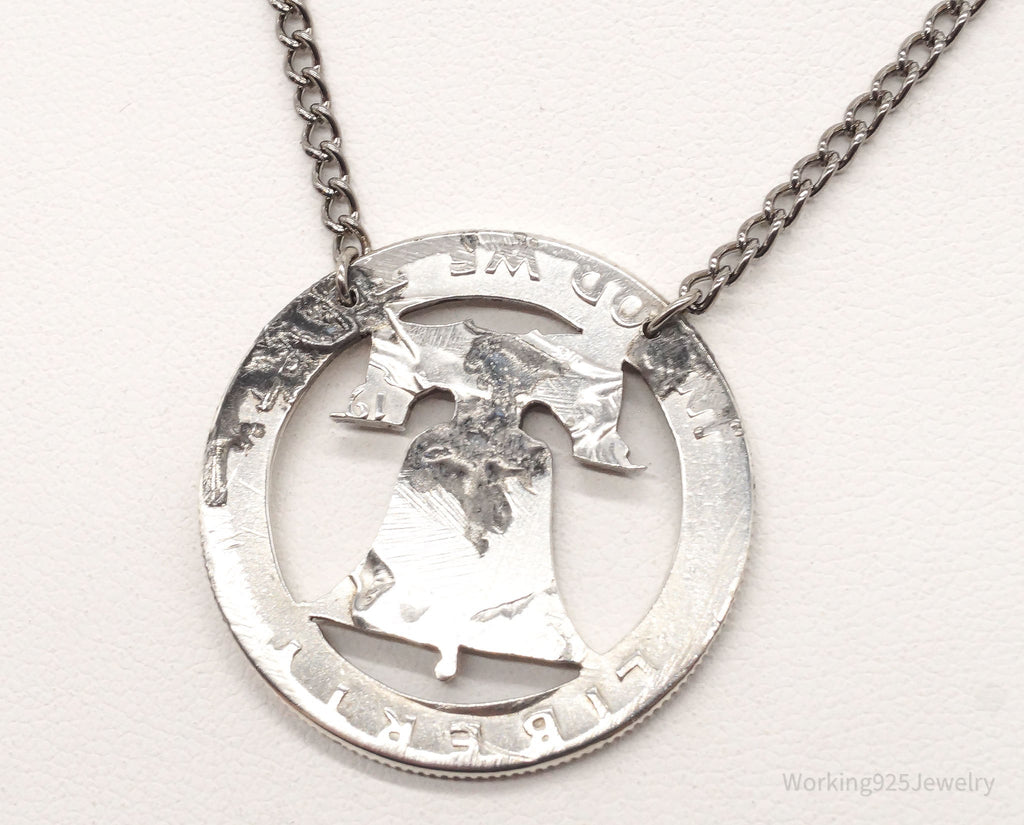 Vintage Half Dollar Coin Cut Out Pendant Silver Chain Necklace | Jewelry > Necklaces > Pendants | Wiccan Center