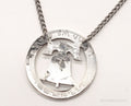 Vintage Half Dollar Coin Cut Out Pendant Silver Chain Necklace | Jewelry > Necklaces > Pendants | Wiccan Center