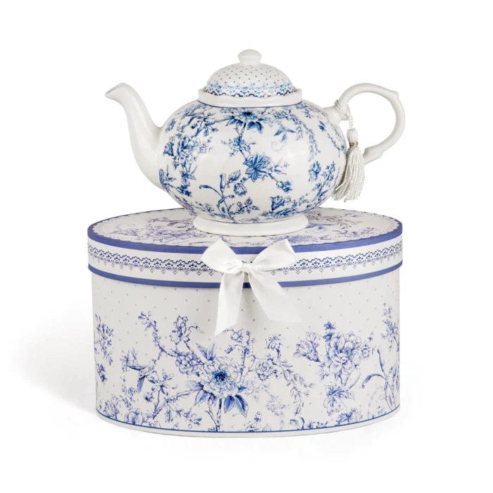 Vintage Style Blue Flowers Fine China Teapot | Gifts | Wiccan Center