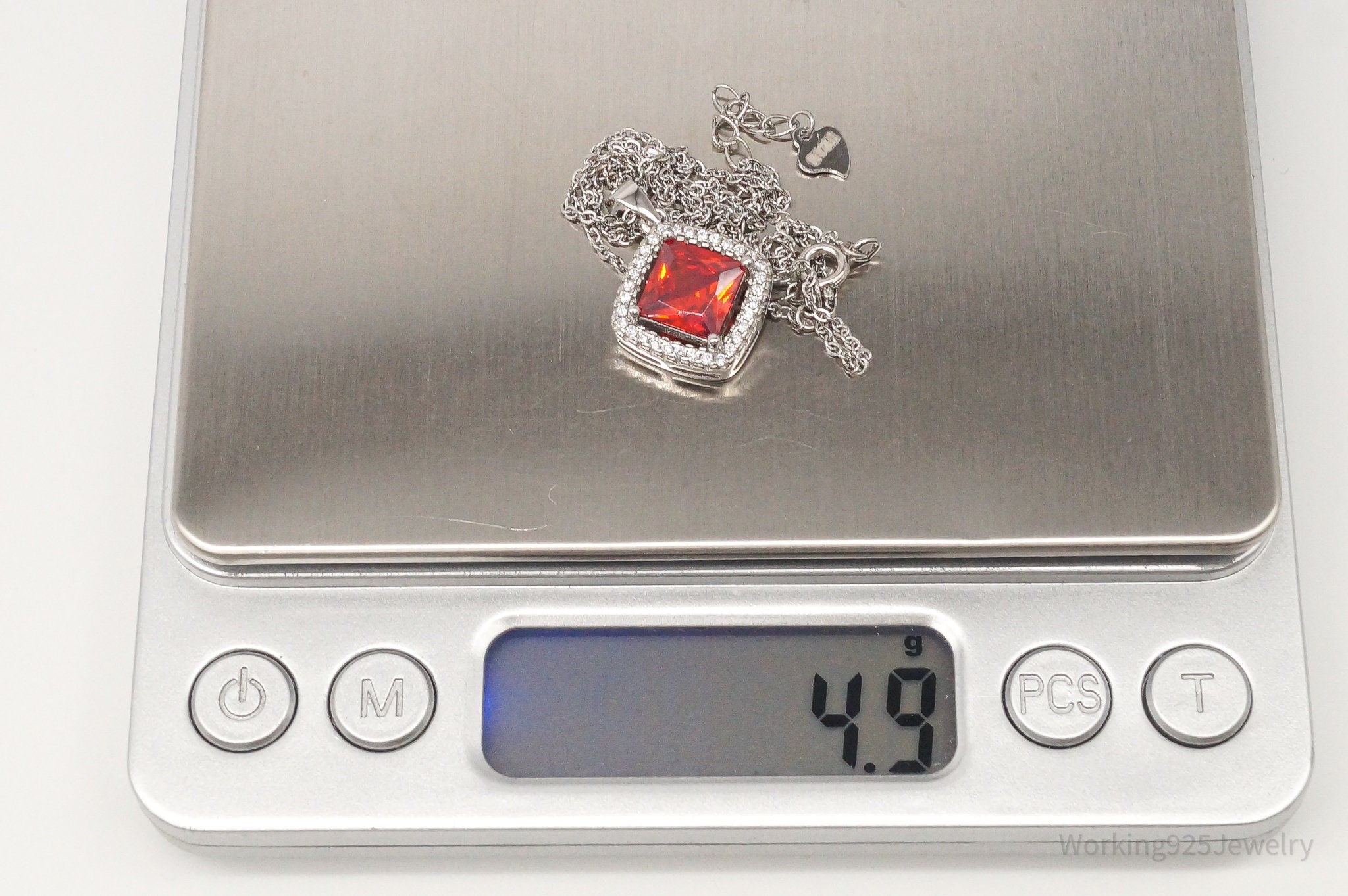 Designer Ryze Red & White Cubic Zirconia Sterling Silver Necklace | Jewelry > Necklaces > Pendants | Wiccan Center