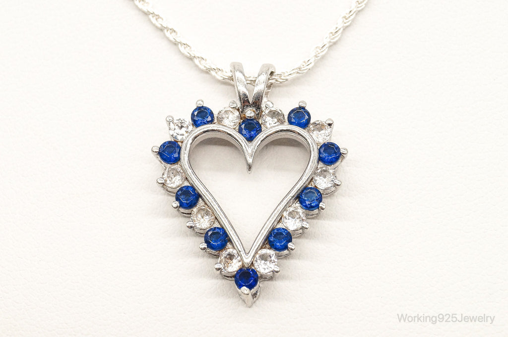 Blue & White Cubic Zirconia Heart Sterling Silver Necklace | Jewelry > Necklaces > Pendants | Wiccan Center