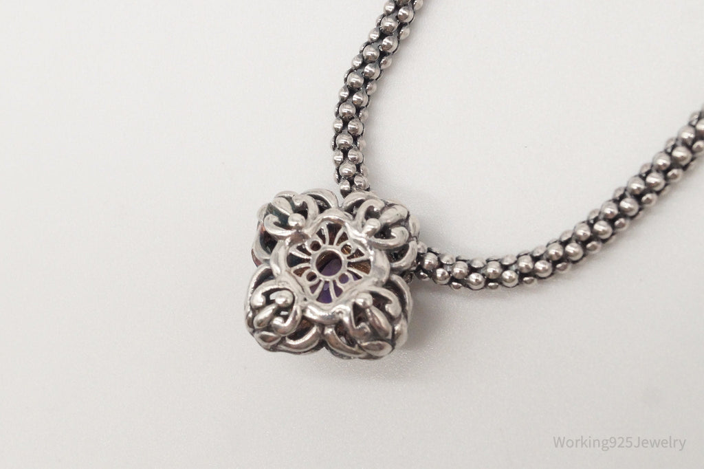 Vintage Gold Vermeil Purple Cubic Zirconia Sterling Silver Necklace | Jewelry > Necklaces > Pendants | Wiccan Center