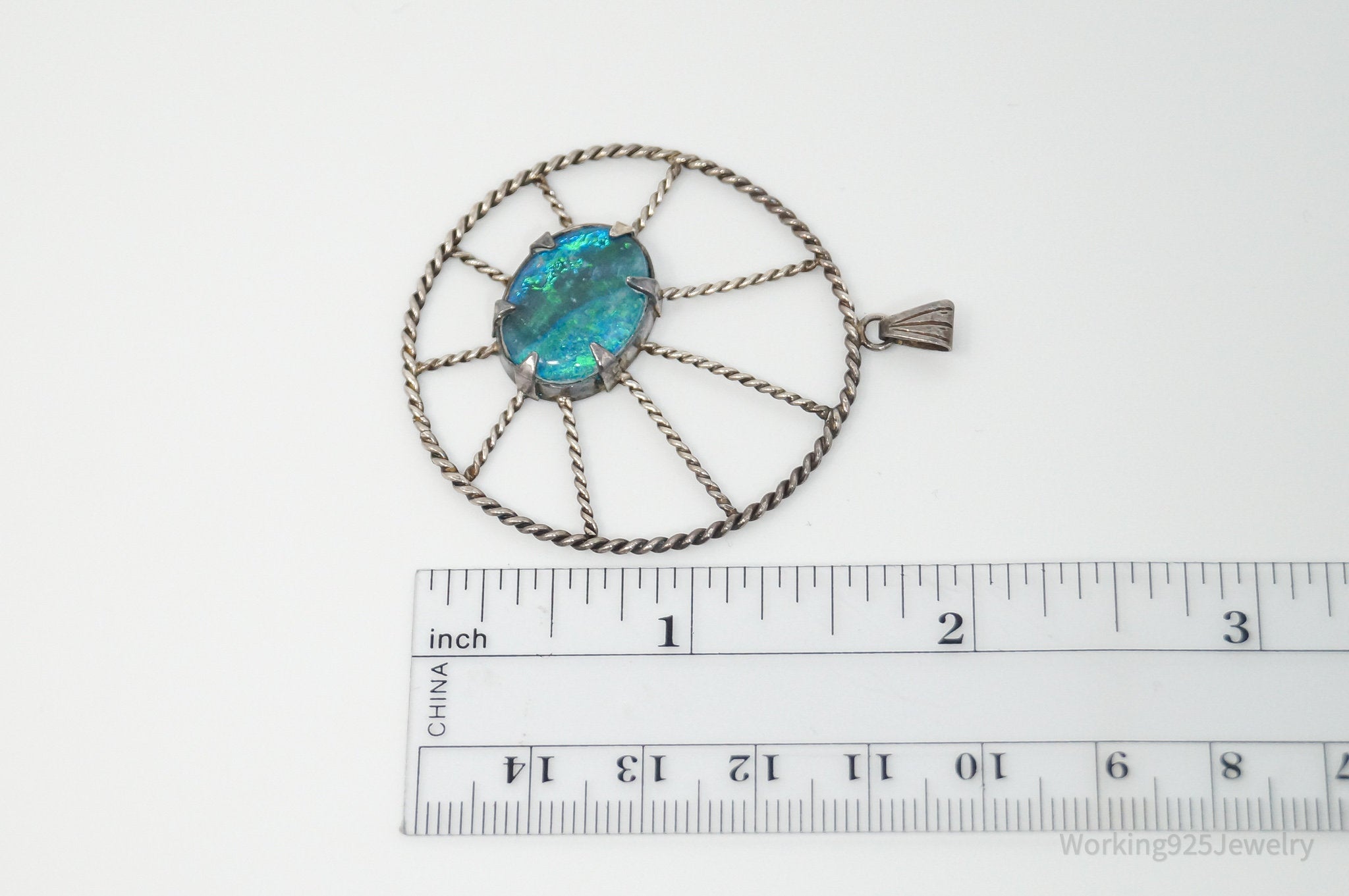Vintage Handmade Native American Unsigned Opal Sterling Silver Pendant | Jewelry > Necklaces > Pendants | Wiccan Center