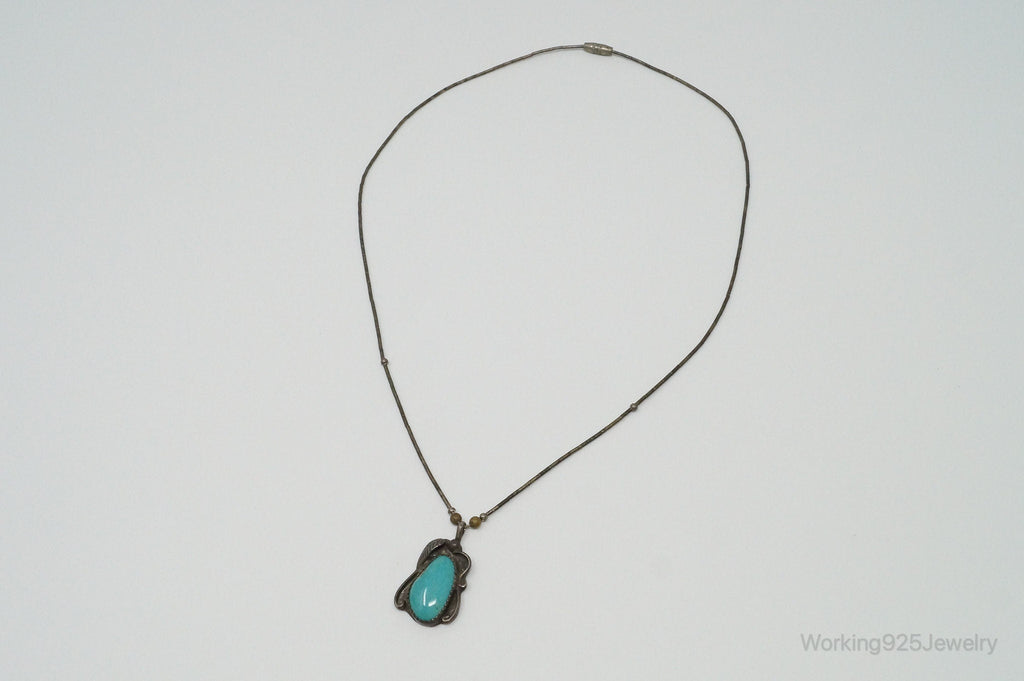 Vintage Native American Unsigned Turquoise Sterling Silver Necklace | Jewelry > Necklaces > Pendants | Wiccan Center