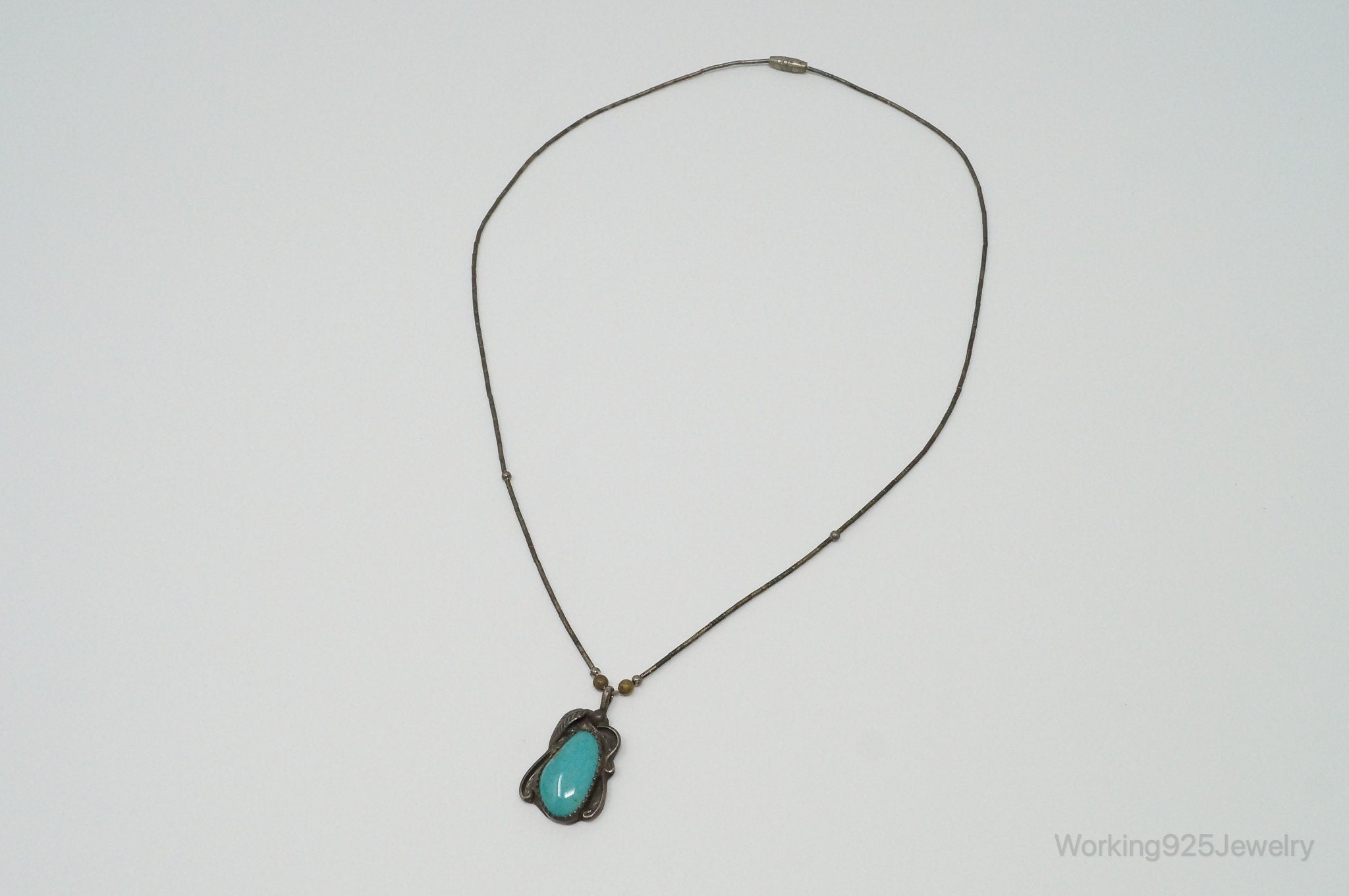 Vintage Native American Unsigned Turquoise Sterling Silver Necklace | Jewelry > Necklaces > Pendants | Wiccan Center