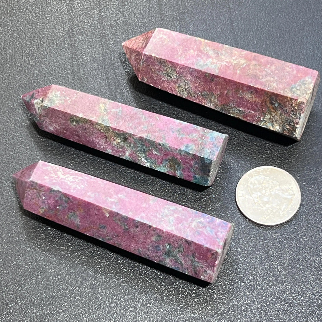 Red Ruby With Fuchsite Crystal Standing Tower Obelisk Point (UV Reactive) Carving | Home & Living > Home Decor > Home Accents > Rocks & Geodes | Wiccan Center