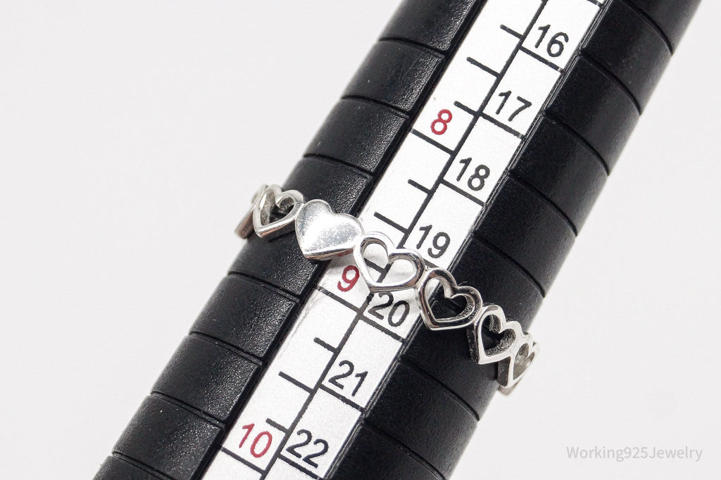 Vintage STE BEE Open Hearts Pattern Sterling Silver Band Ring - Size 8.75 | Jewelry > Rings | Wiccan Center