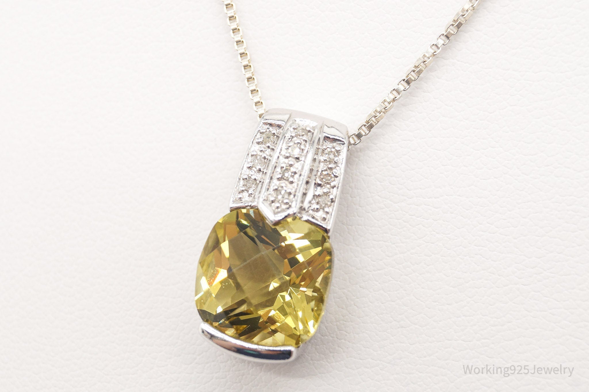 Vintage Designer Yellow & White Cubic Zirconia Sterling Silver Necklace | Jewelry > Necklaces > Pendants | Wiccan Center