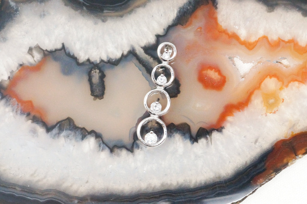 Vintage Art Deco Cubic Zirconia Circles Bubbles Sterling Silver Necklace Pendant | Jewelry > Necklaces > Pendants | Wiccan Center