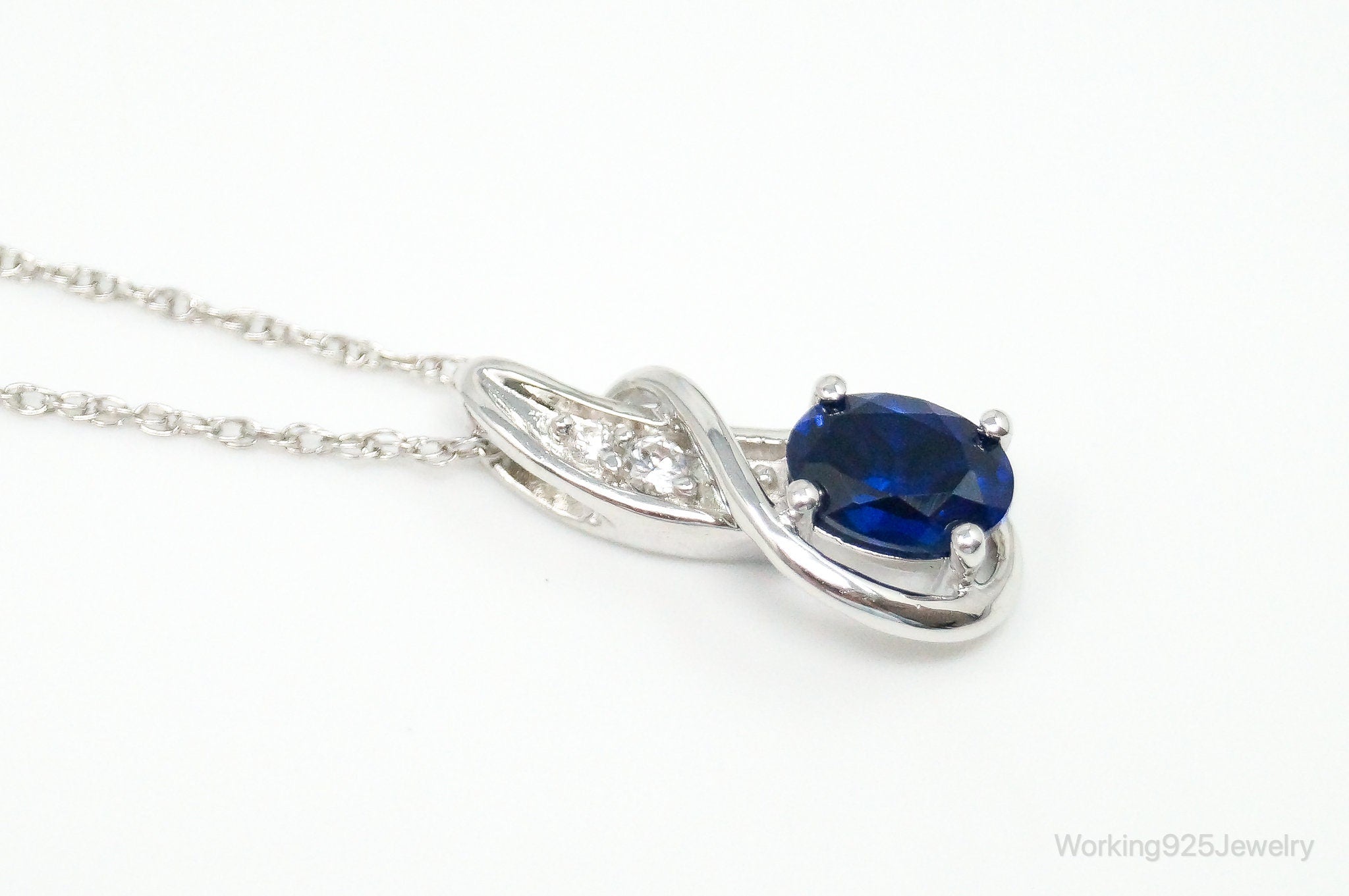 Designer SUN Lab Sapphire Cubic Zirconia Sterling Silver Necklace | Jewelry > Necklaces > Pendants | Wiccan Center