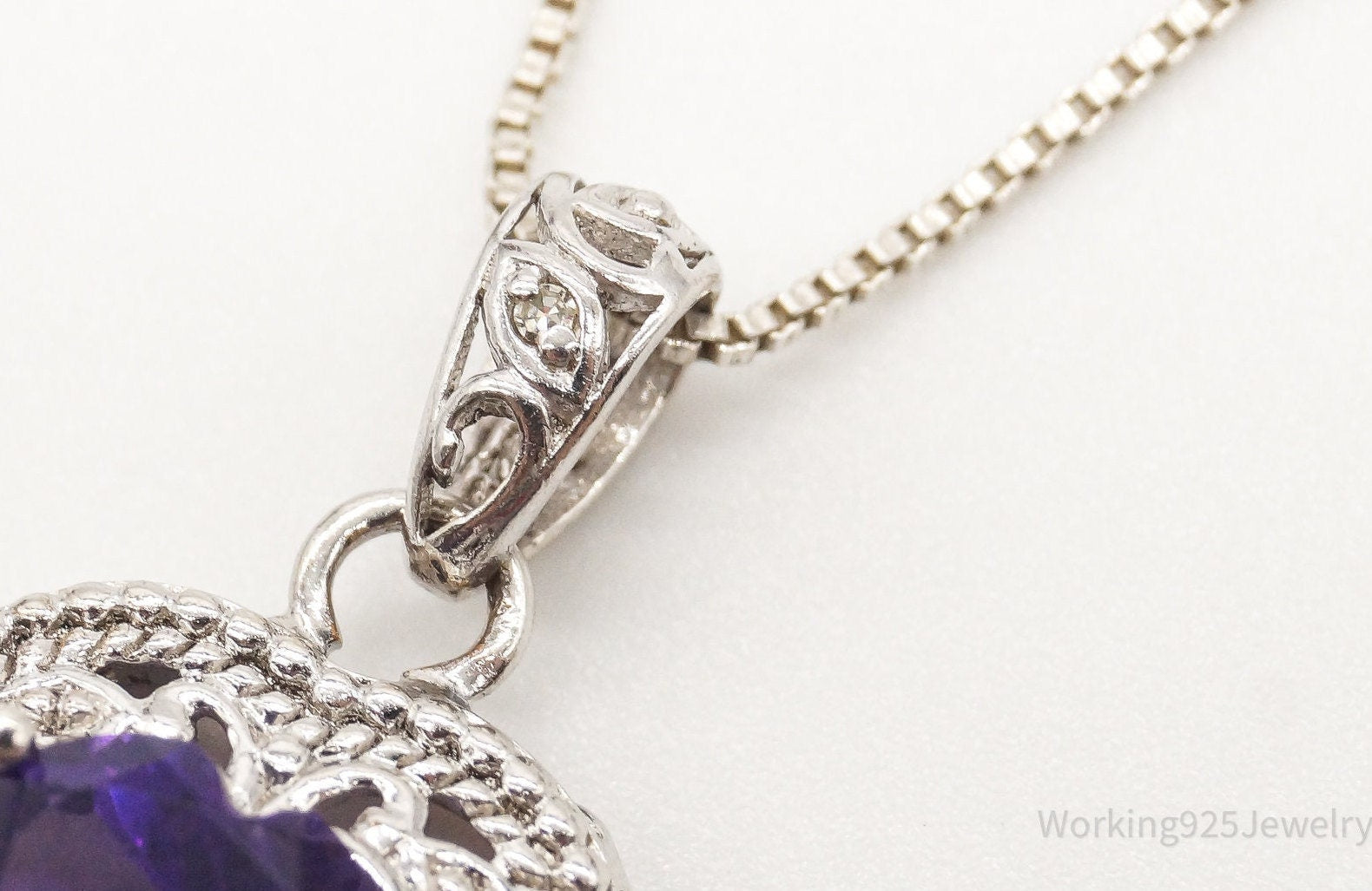 Vintage Amethyst Cubic Zirconia Heart Sterling Silver Necklace | Jewelry > Necklaces > Pendants | Wiccan Center