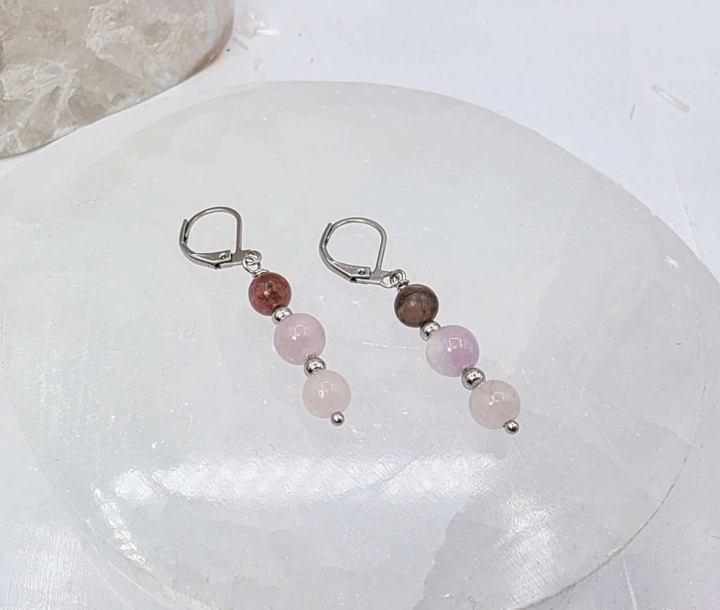 I AM ENOUGH -Kunzite, Rose Quartz, Rhodonite Gem Jewelry Set | Jewelry Set | Wiccan Center
