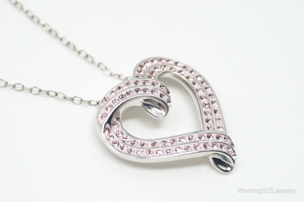 Vintage Designer RL Heart Pink Cubic Zirconia Sterling Silver Necklace | Jewelry > Necklaces > Pendants | Wiccan Center