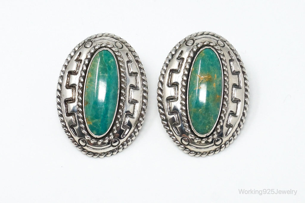 Large Western Designer Carolyn Pollack Relios Turquoise Sterling Silver Earrings | Jewelry > Earrings | Wiccan Center