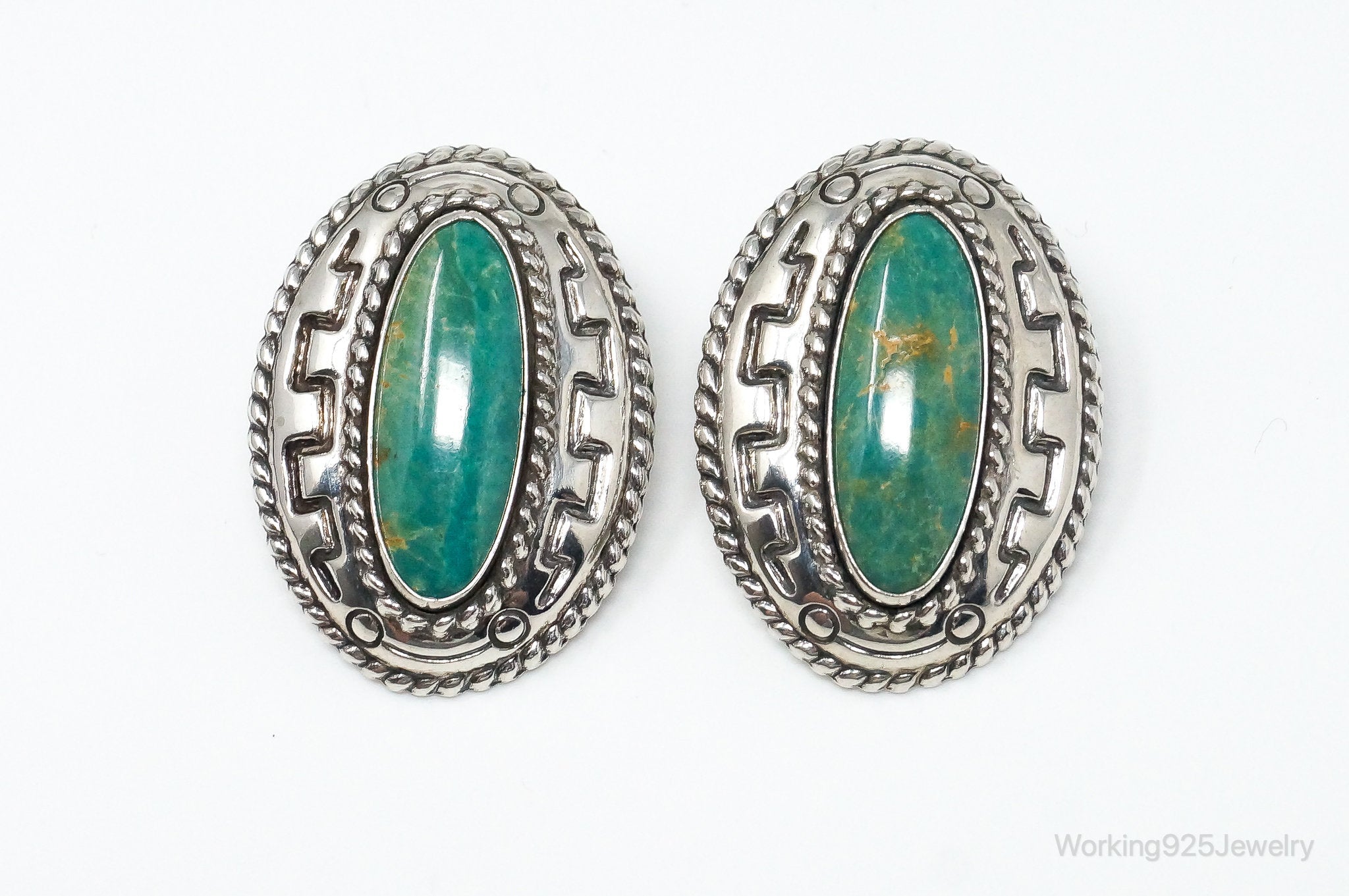 Large Western Designer Carolyn Pollack Relios Turquoise Sterling Silver Earrings | Jewelry > Earrings | Wiccan Center
