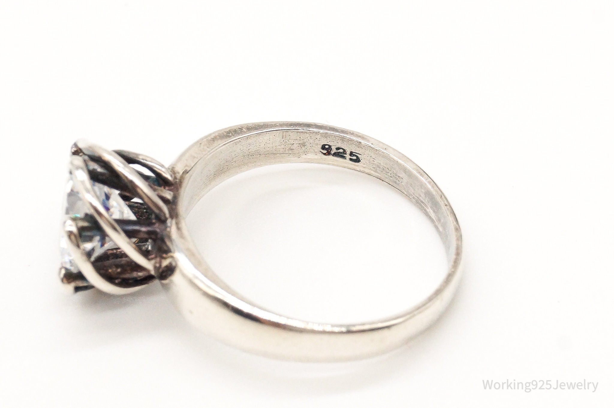 Vintage Cubic Zirconia Sterling Silver Ring - Size 7.75 | Jewelry > Rings | Wiccan Center