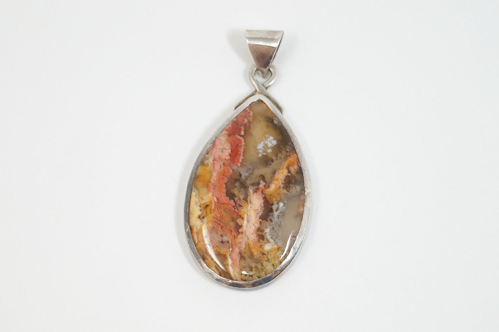 Vintage Plume Agate Sterling Silver Necklace Pendant | Jewelry > Necklaces > Pendants | Wiccan Center