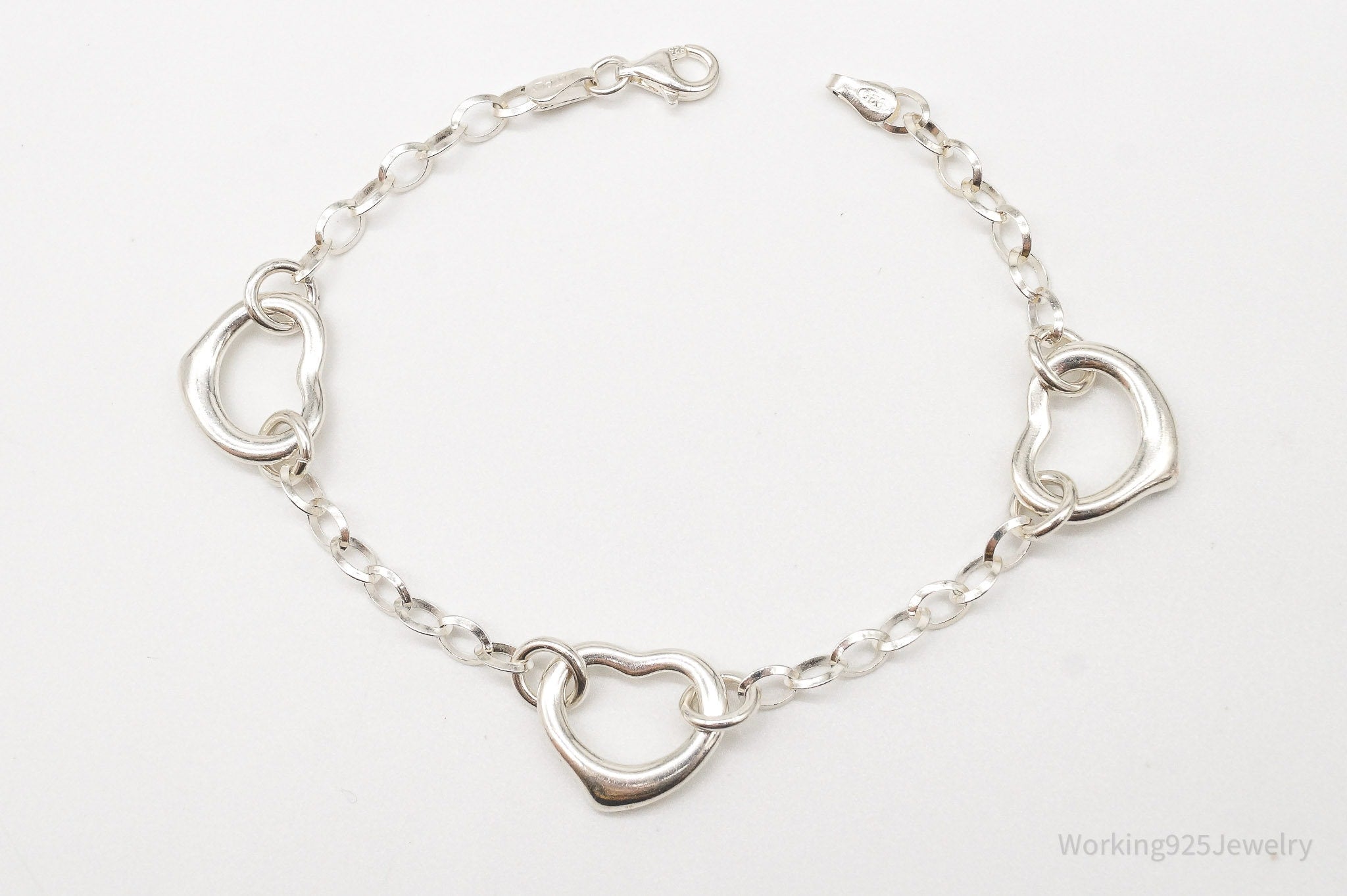 Vintage Italian Hearts Chain Link Sterling Silver Bracelet | Jewelry > Bracelets | Wiccan Center