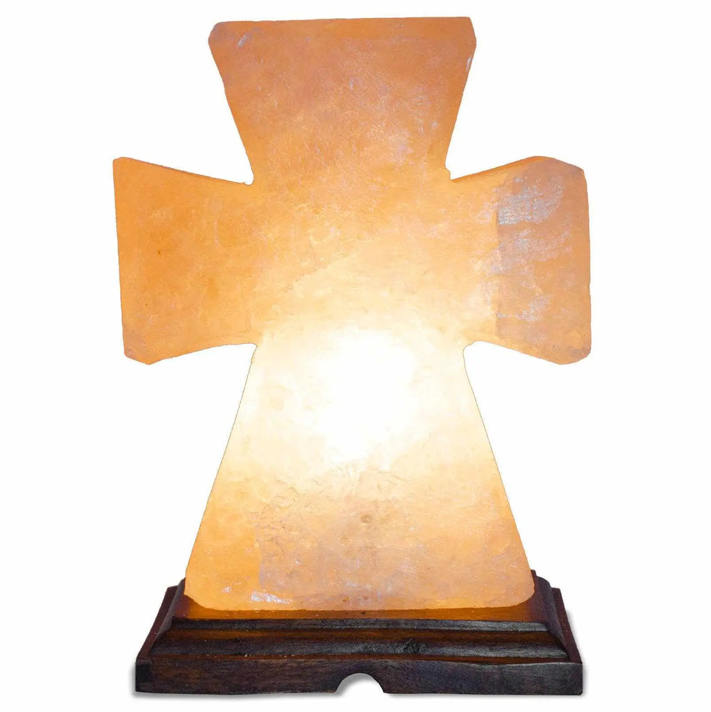 Flat Cross Shaped Salt Lamp - 9" avg. - Cord, Bulb, Dimmer | | Wiccan Center