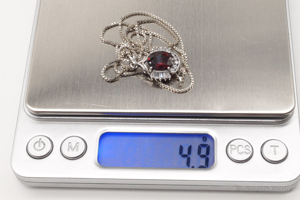 Vintage Garnet Cubic Zirconia Sterling Silver Necklace | Jewelry > Necklaces > Pendants | Wiccan Center