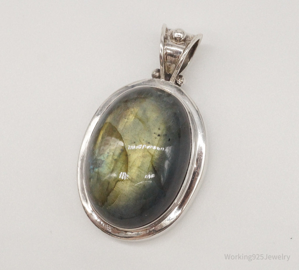 Vintage Large Labradorite Sterling Silver Pendant | Jewelry > Necklaces > Pendants | Wiccan Center