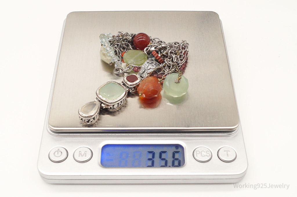 Vintage Multi Gemstone Bead Sterling Silver Necklace | Jewelry > Necklaces > Pendants | Wiccan Center