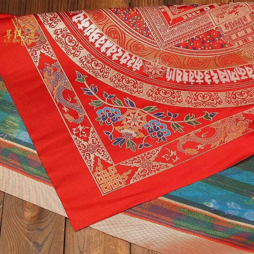 72CM Tibetan Ethnic Style Embroidered Brocade Tablecloth Household Indoor Buddhist Hall Offering Ornaments Religious Article | Tablecloth | Wiccan Center