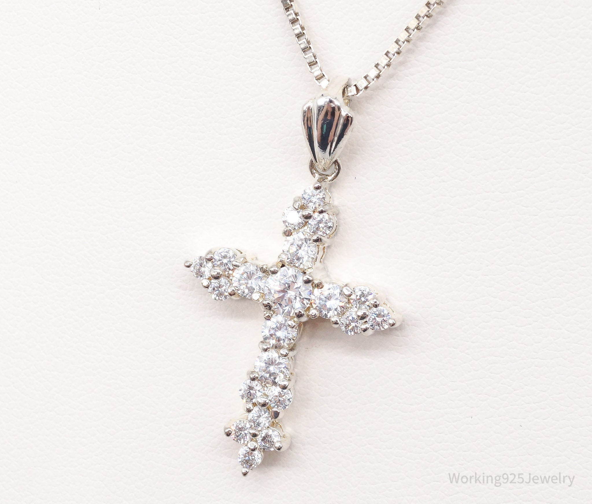 Vintage Cubic Zirconia Cross Sterling Silver Necklace | Jewelry > Necklaces > Pendants | Wiccan Center